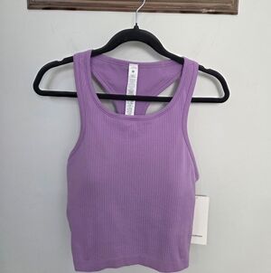 NWT Ebb to Street Cropped Racerback Tank Top 12 B/C Cup Purple Blossom